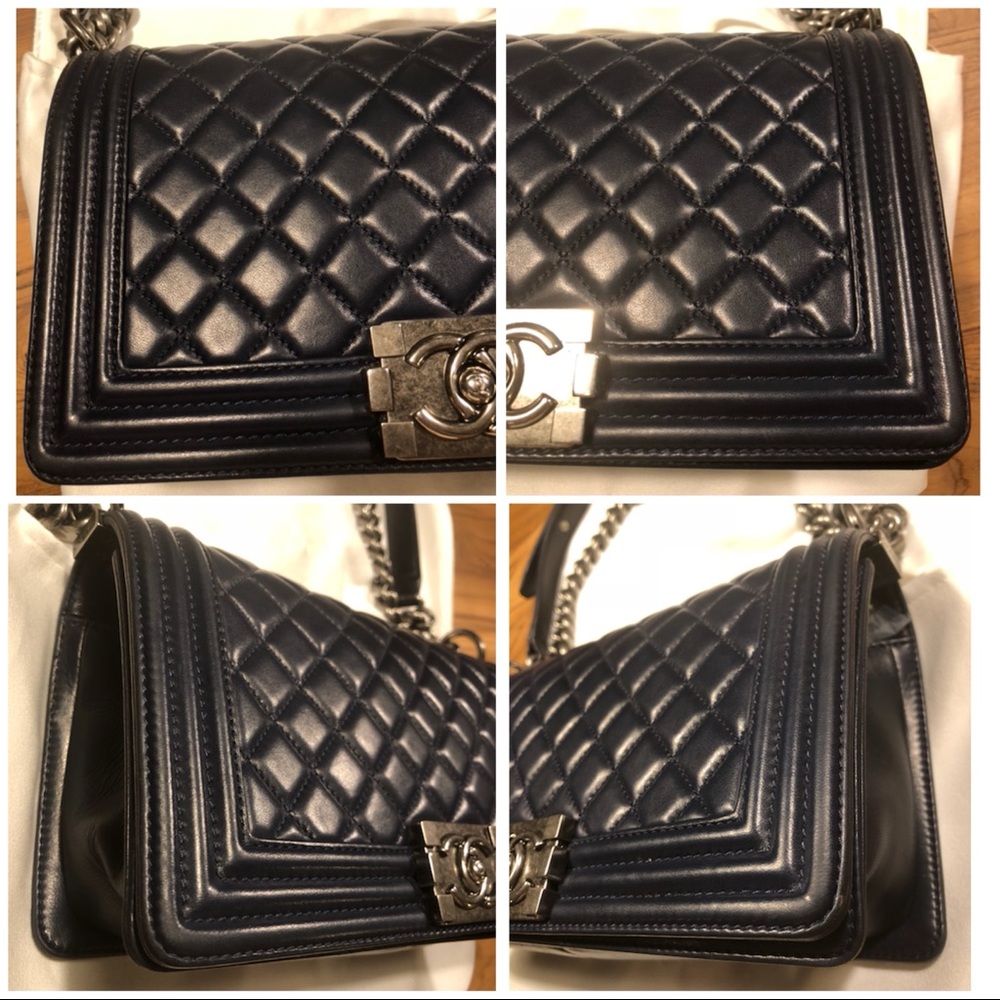 🚫SOLD🚫 Auth Chanel Medium Boy Navy Lambskin SHW - Picture 5 of 8